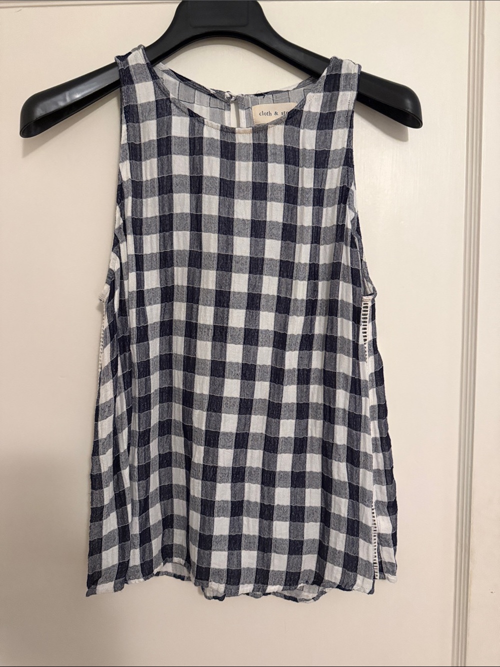 cloth & stone navy and white gingham tank top